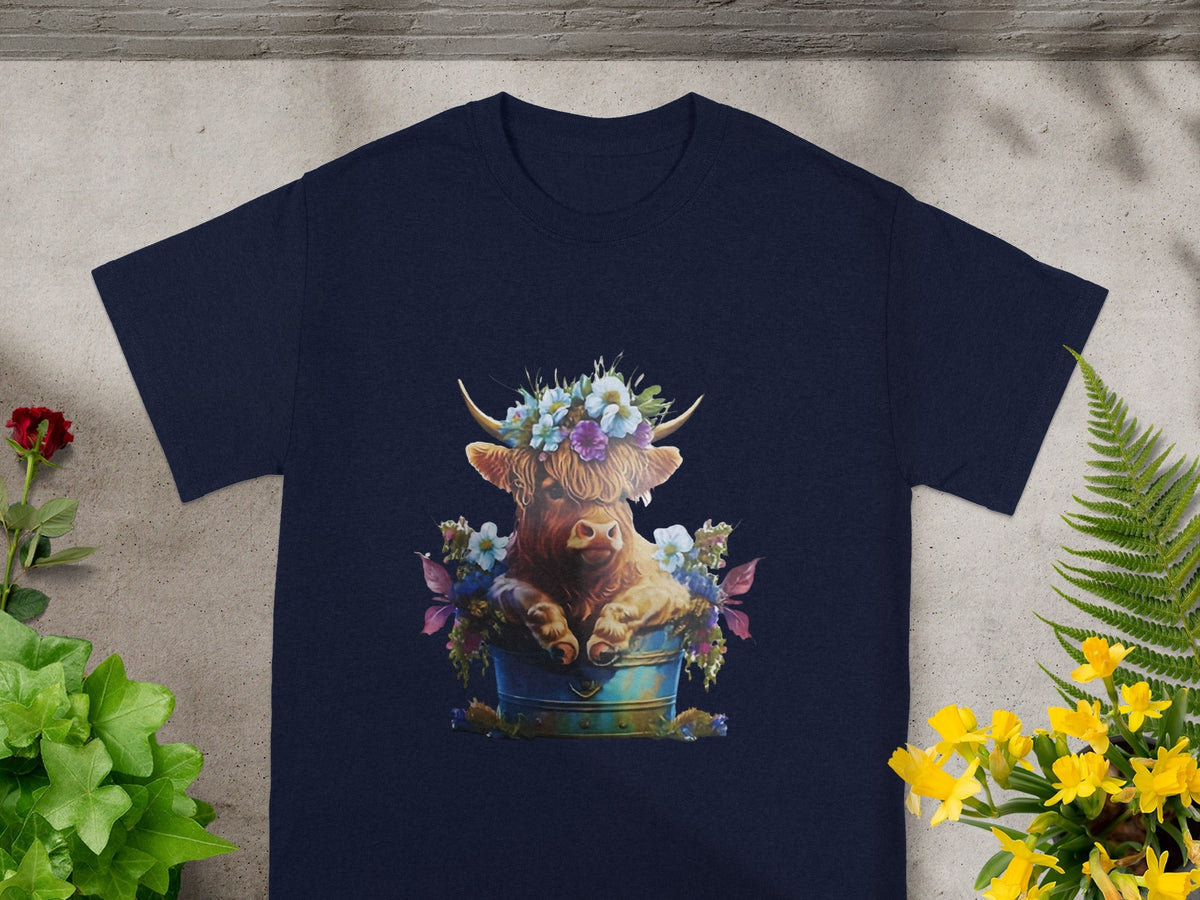 Cute Cow with Flower Crown Graphic T-Shirt