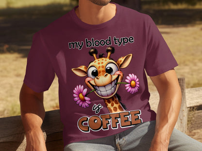 My Blood Type is Coffee Giraffe Graphic T-shirt