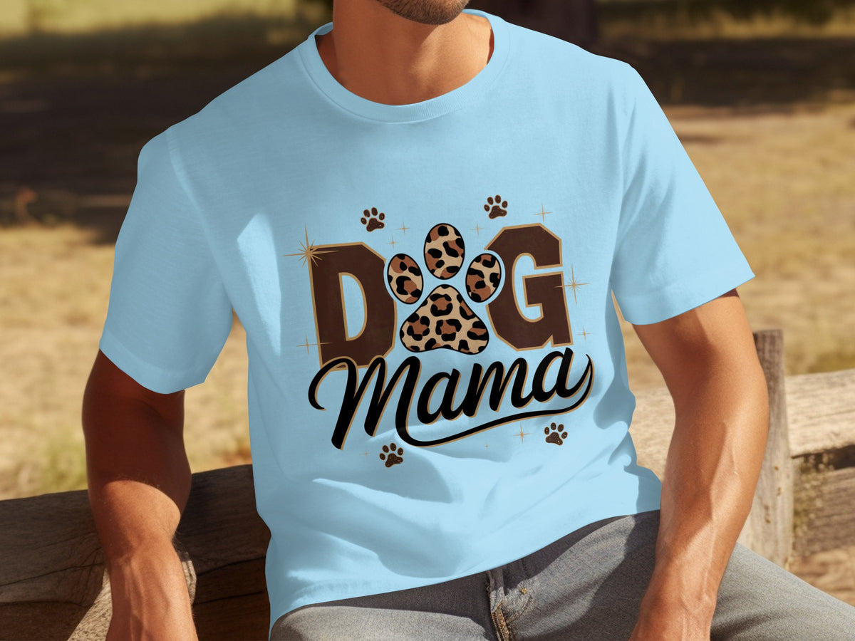 Dog Mama Leopard Print Paw Design T-Shirt
