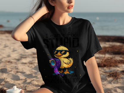 I Can't Fix Stupid Funny Duck With Tape Solutions Shirt