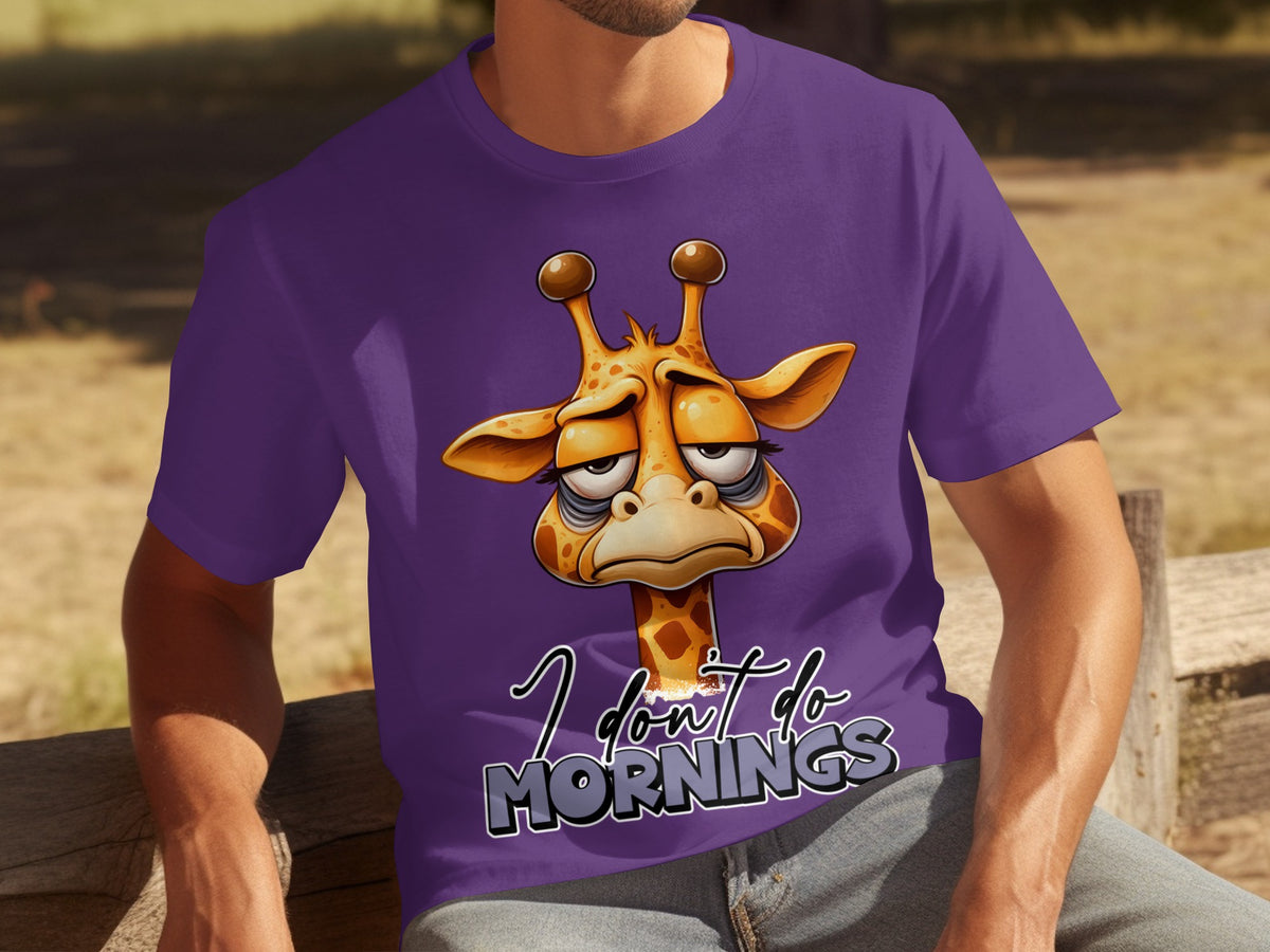 I Don't Do Mornings Funny Giraffe Graphic T-shirt
