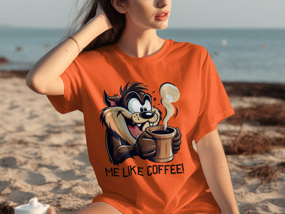Me Like Coffee Cartoon Graphic T-Shirt