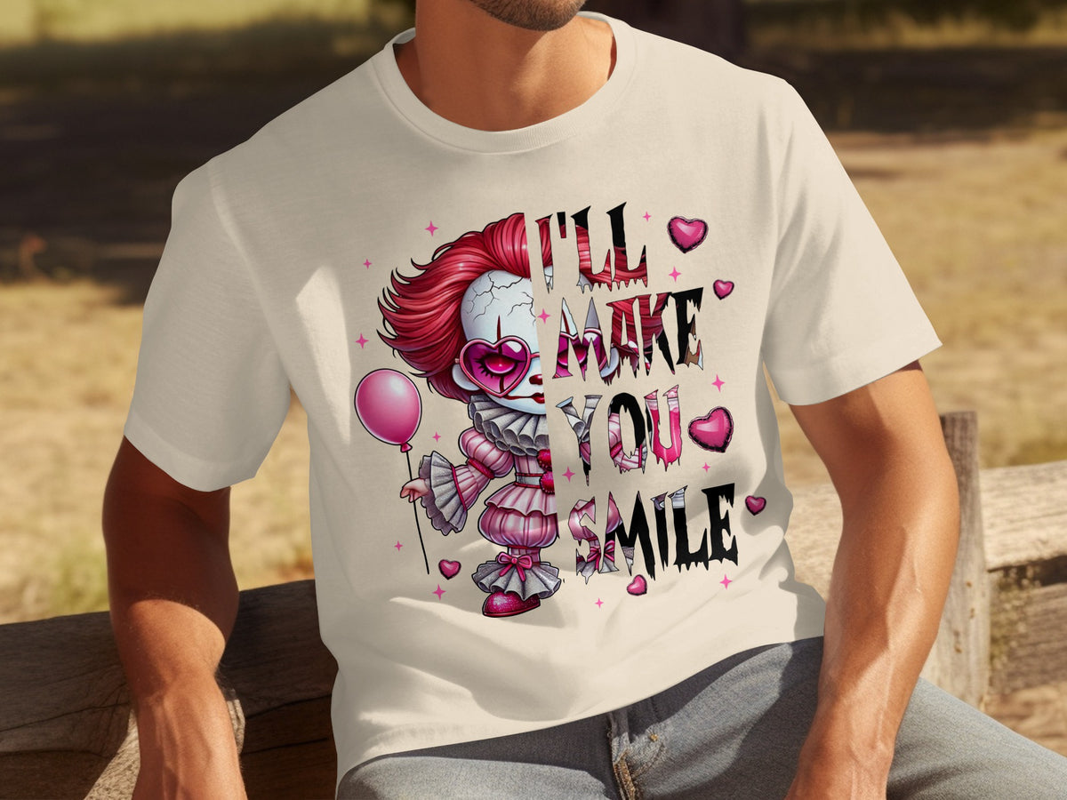 I'll Make You Smile Creepy Clown Heart Shirt