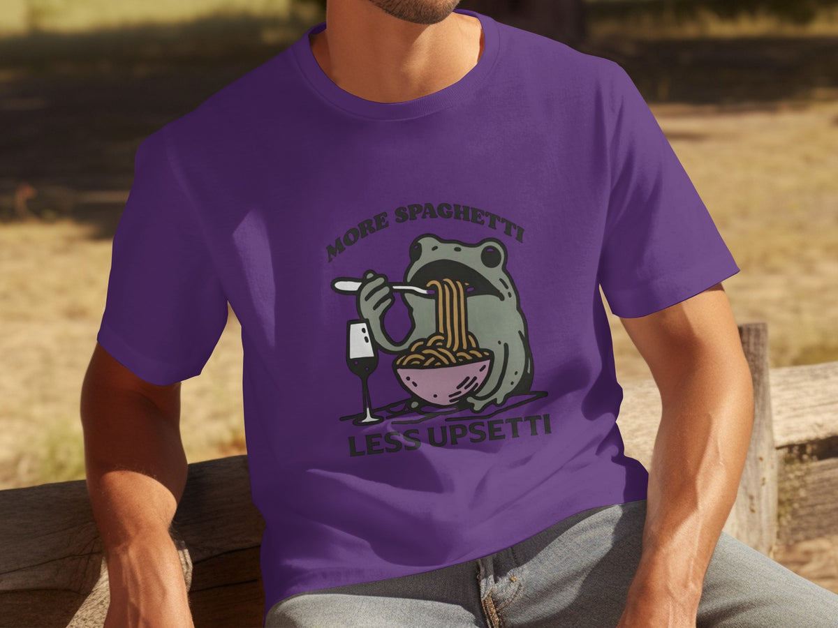 More Spaghetti Less Upsetti Funny Frog T-shirt