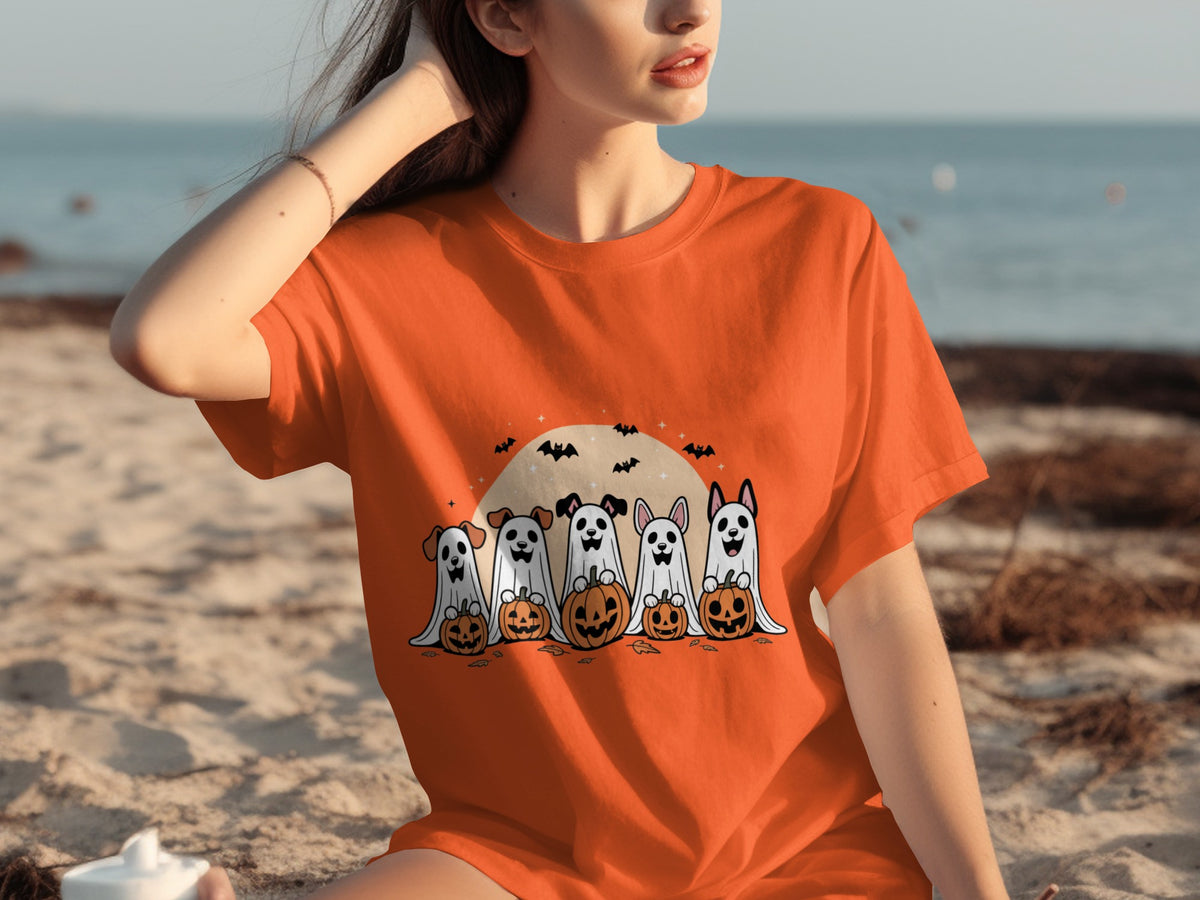 Halloween Dogs and Pumpkins Graphic T-shirt