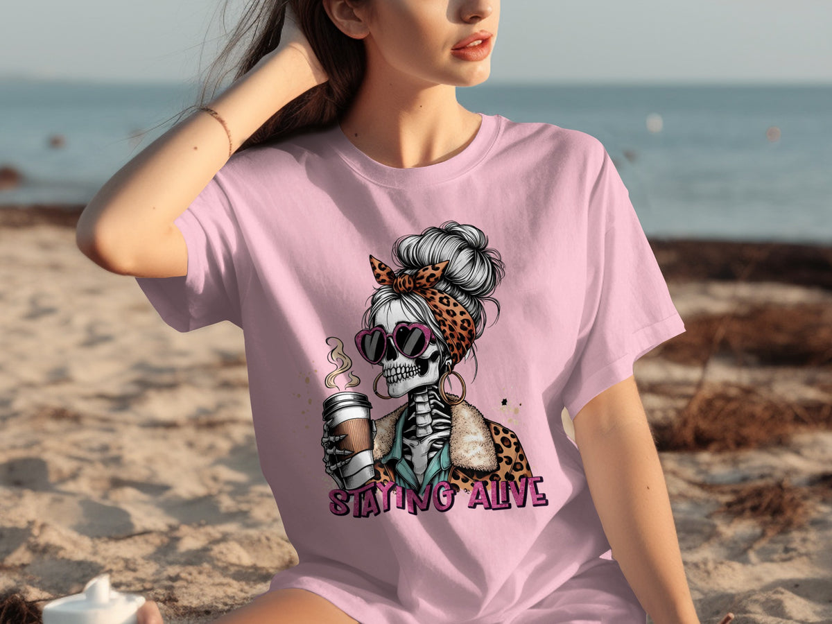 Staying Alive Skull Graphic T-Shirt for Trendsetters