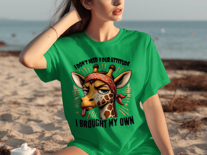 I Don't Need Your Attitude Giraffe Graphic T-Shirt