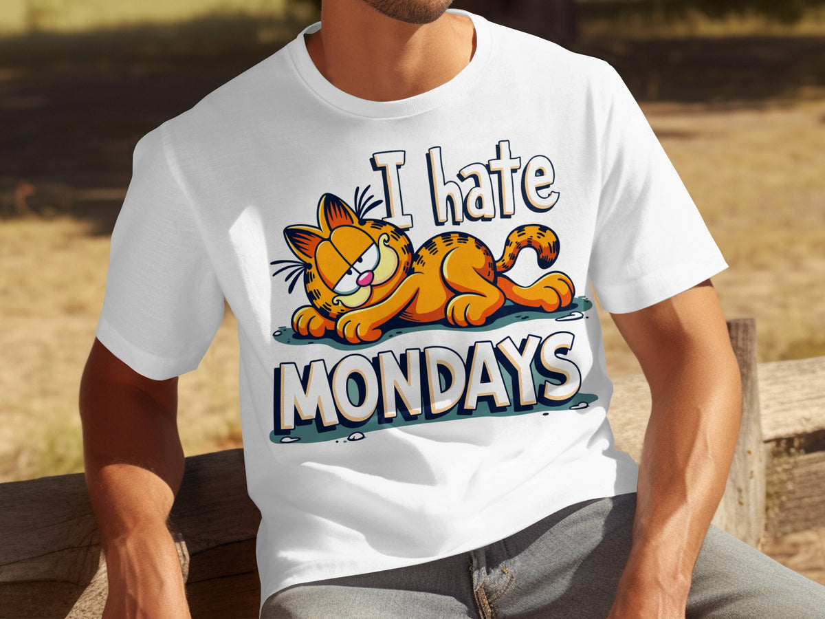 I Hate Mondays Funny Cartoon Cat T-Shirt Design