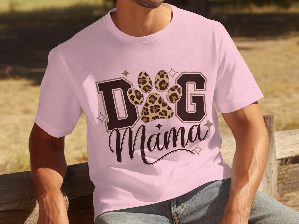 Dog Mama Leopard Print Cute Casual T-shirt for Pet Owners