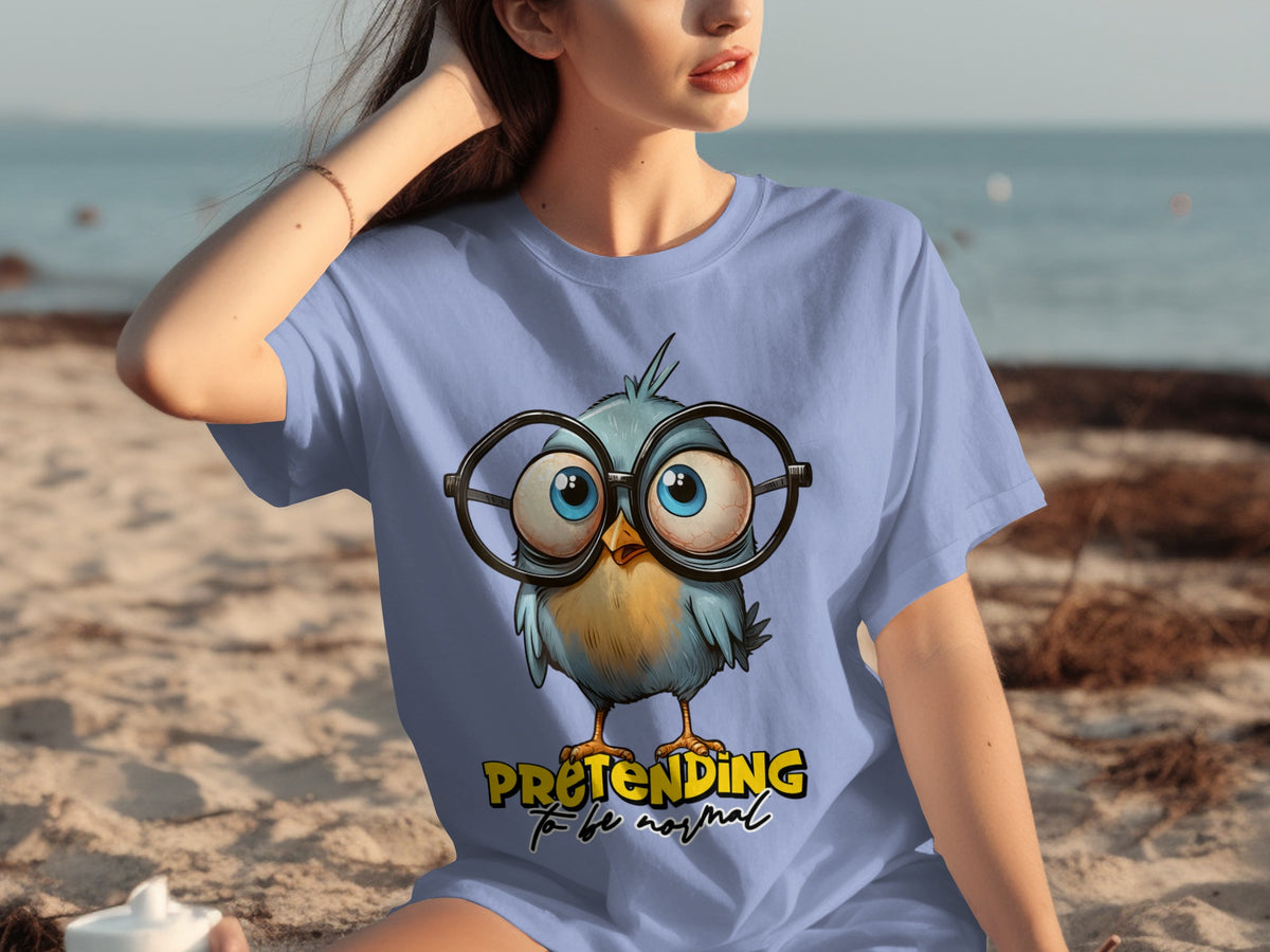 Funny Blue Bird with Glasses Pretending to be Normal Shirt