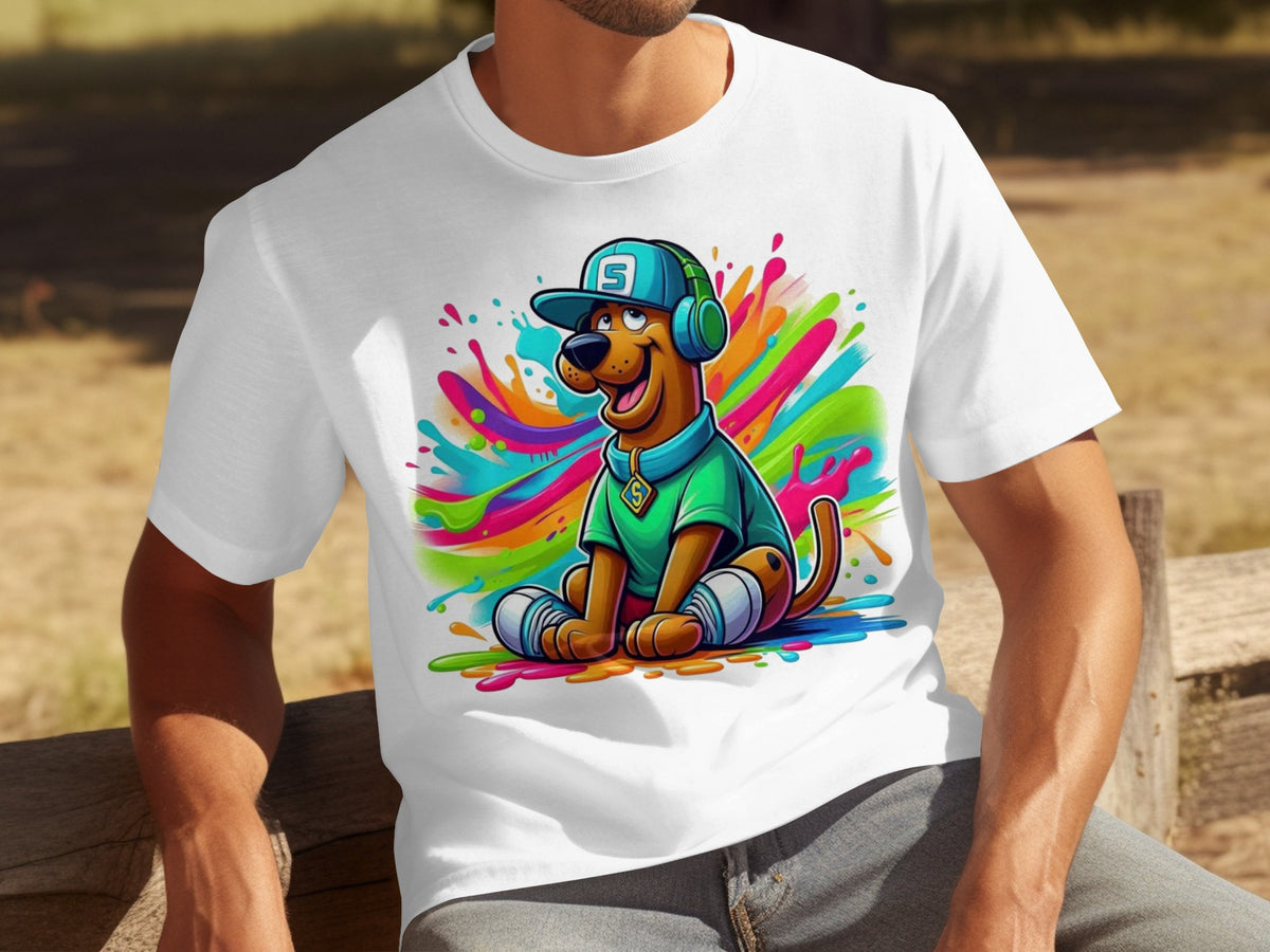 Colorful Scooby-Doo Graphic Cartoon T-Shirt for Adults