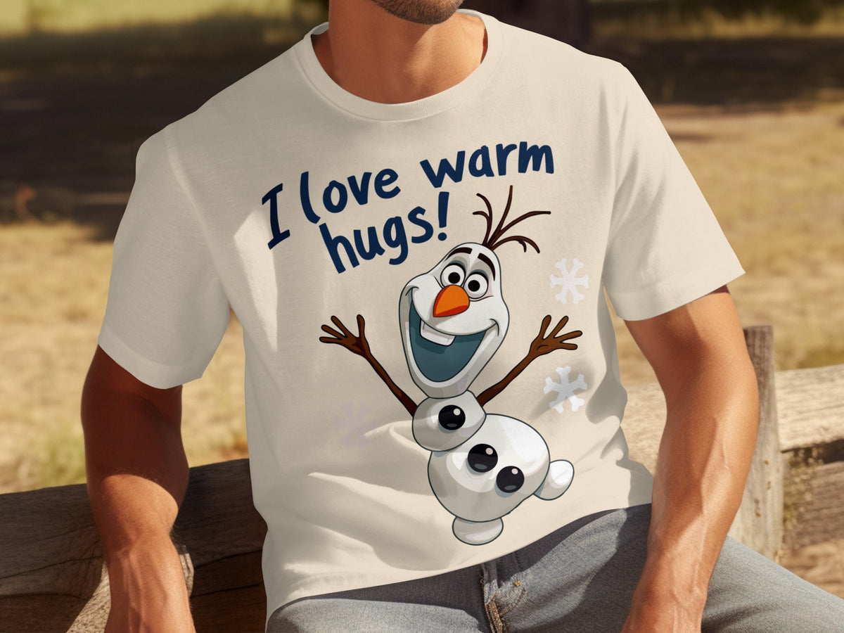 I Love Warm Hugs Olaf Snowman Character T-Shirt