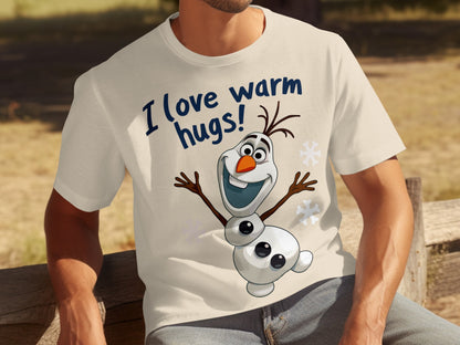 I Love Warm Hugs Olaf Snowman Character T-Shirt