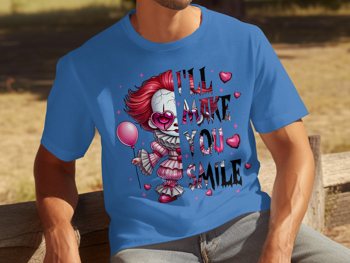 I'll Make You Smile Creepy Clown Graphic T-Shirt