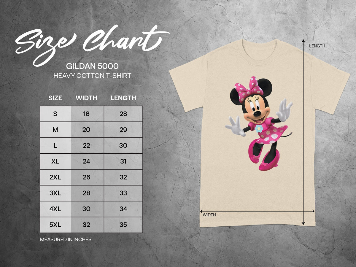 Minnie Mouse Size Chart Measured IN INCHES product type