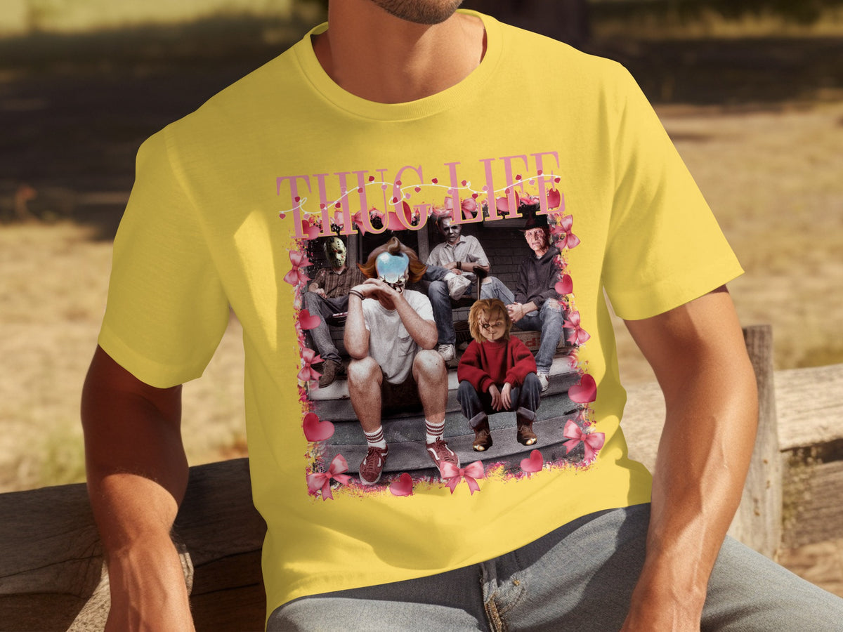 Thug Life Horror Villains Graphic Tee Shirt