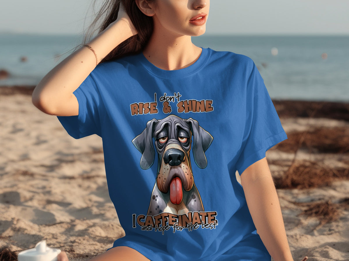 I Don't Rise and Shine I Caffeinate Funny Dog Shirt