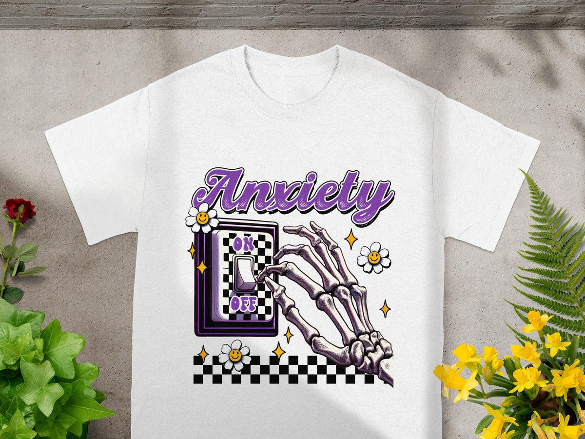 Anxiety ON OFF Skeleton Switch Graphic T-shirt