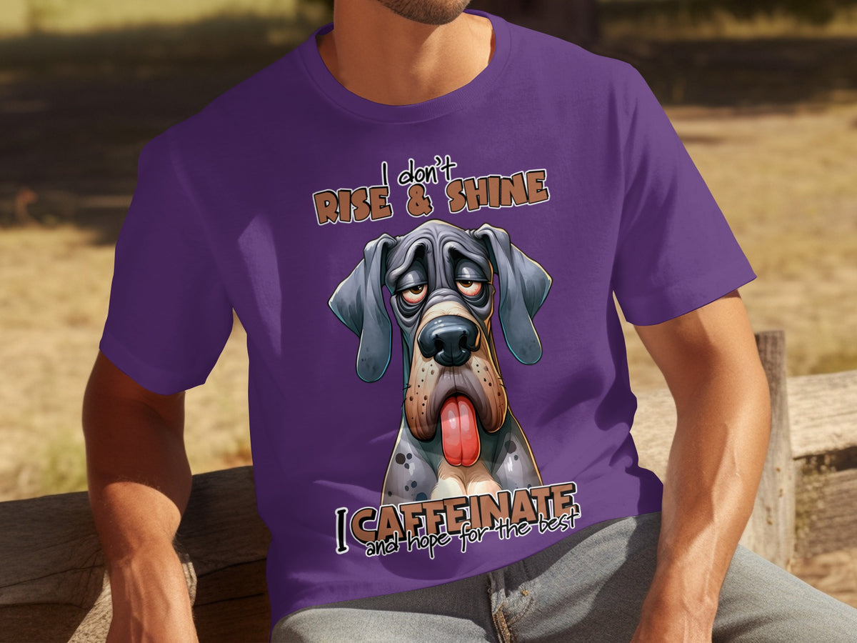 I Don't Rise and Shine I Caffeinate Dog T-Shirt