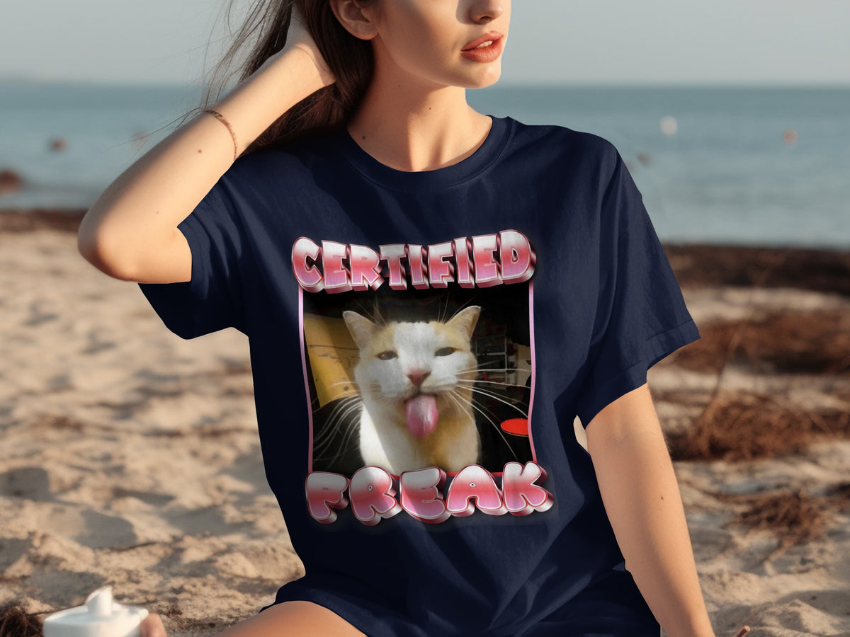 Certified Freak Cat Funny Graphic T-Shirt