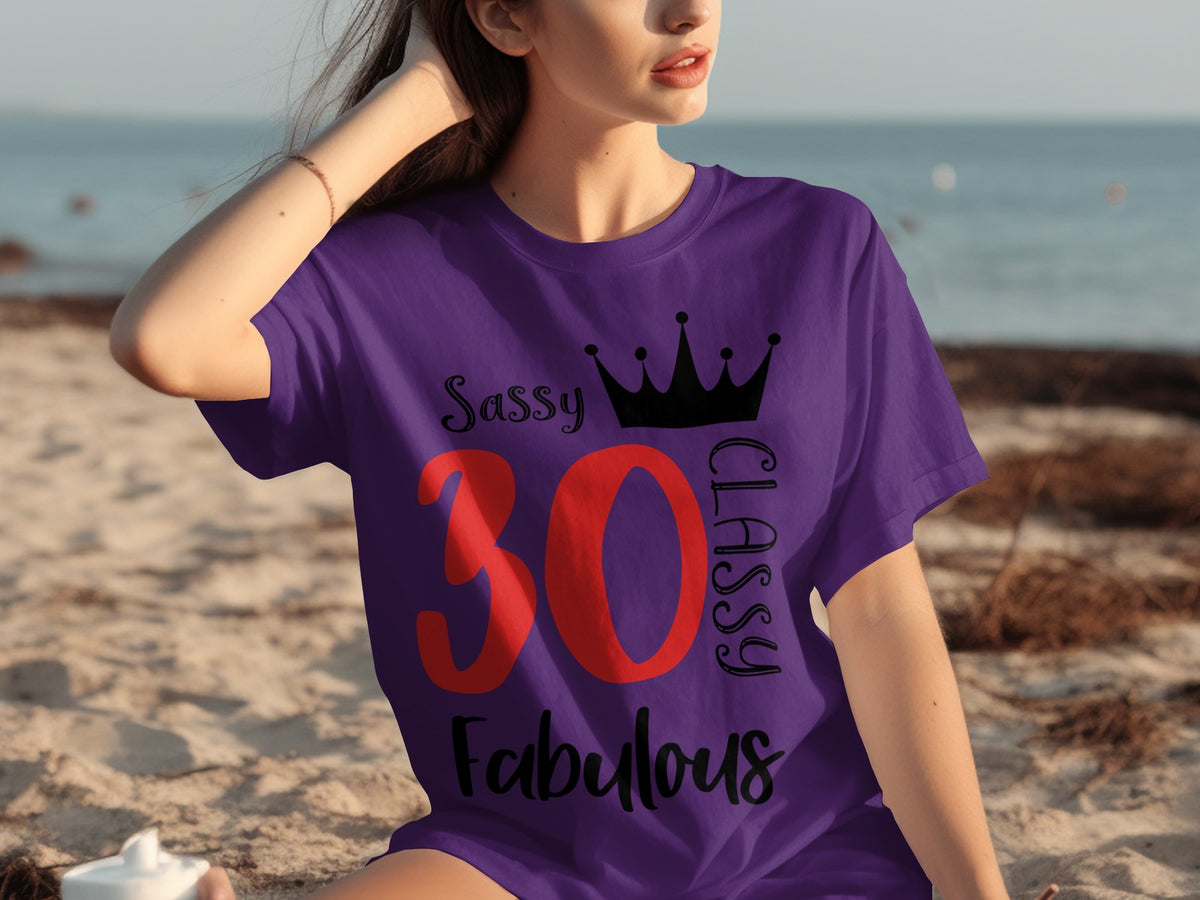 Sassy Classy Fabulous 30 Purple Graphic Shirt