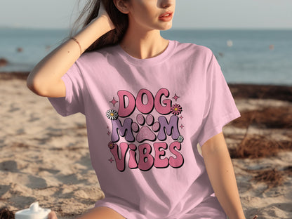 Dog Mom Vibes Cute Graphic T-Shirt for Dog Owners