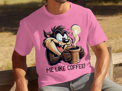 Me Like Coffee Cartoon Character Pink T-shirt