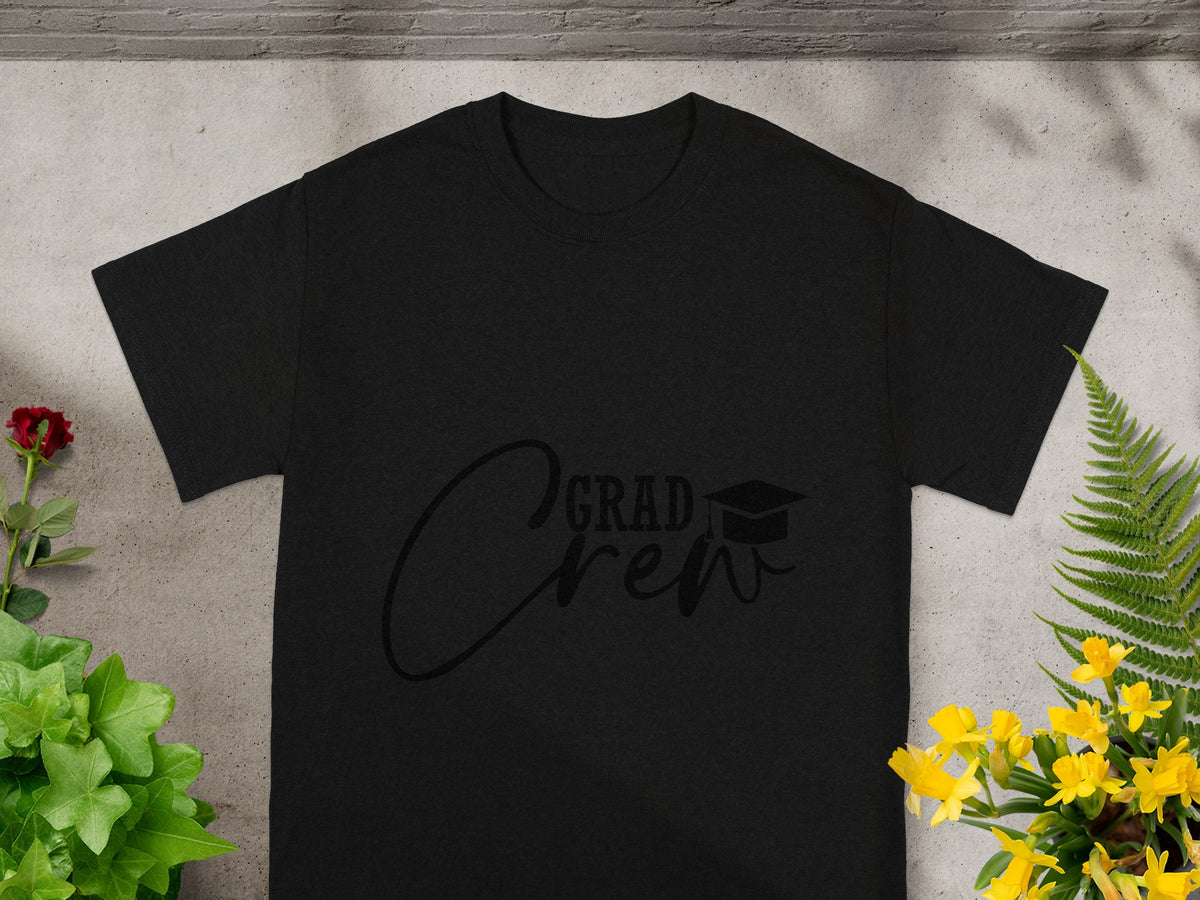 Grad Crew Graphic Black T-Shirt for Graduation Apparel