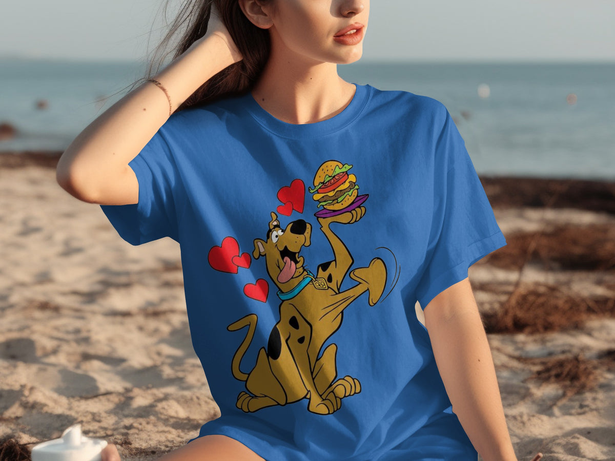 Scooby-Doo Love Hearts and Burger Graphic T-Shirt