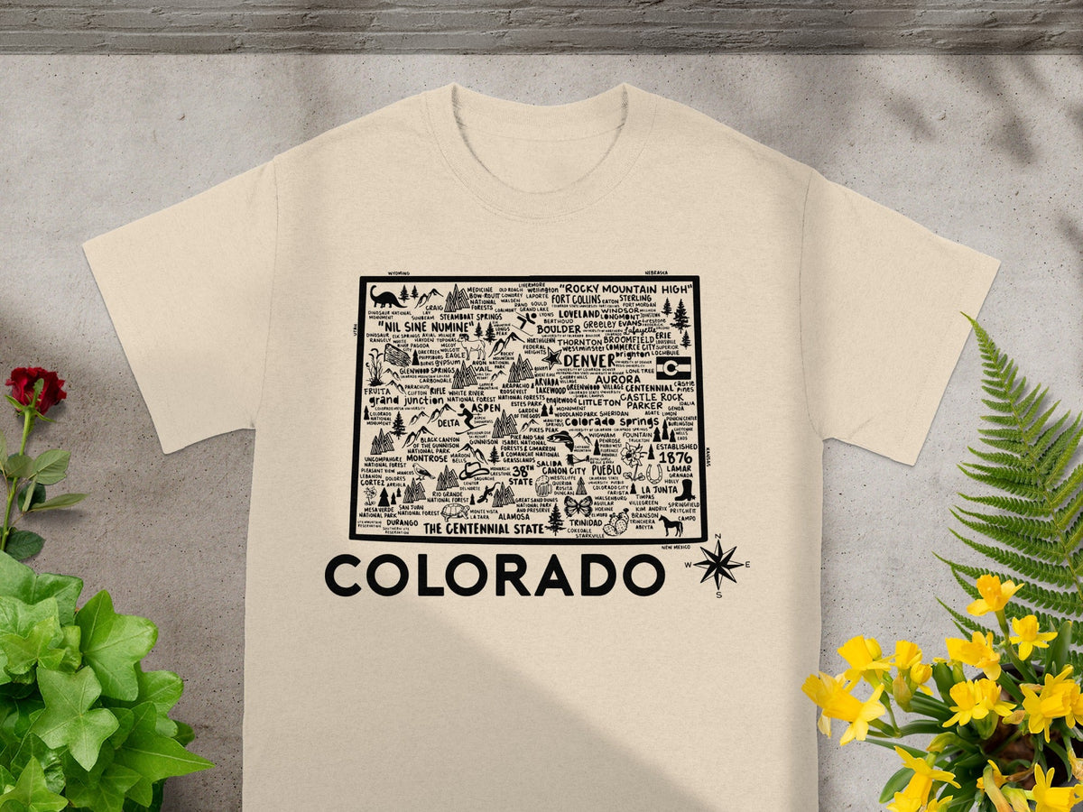 Colorado State Map Design Print T-Shirt