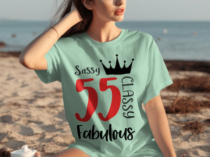 Sassy Classy Fabulous 55 Crown Design T-Shirt