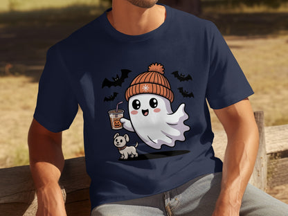 Cute Halloween Ghost with Dog and Bats T-shirt