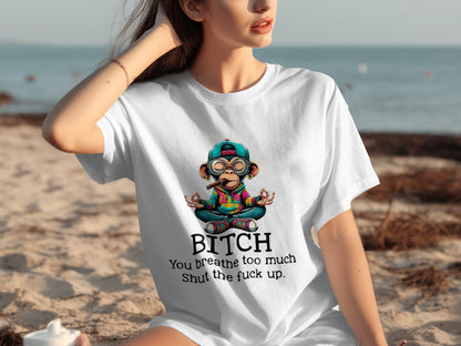 Shut the Fuck Up Yoga Monkey Graphic T-Shirt