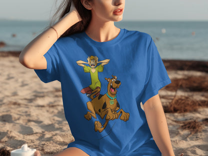 Scared Shaggy and Scooby-Doo Graphic T-Shirt