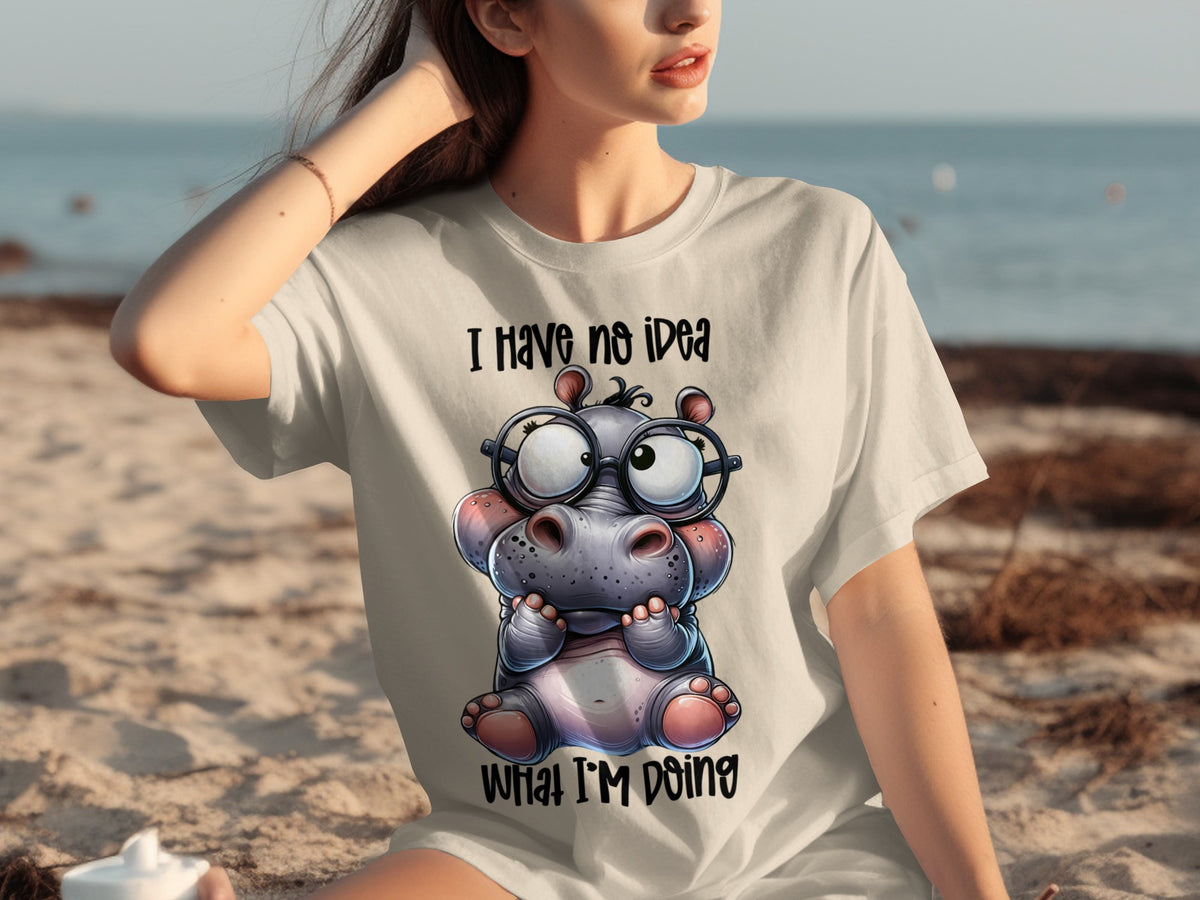 Cute Hippo with Glasses I Have No Idea Graphic Shirt