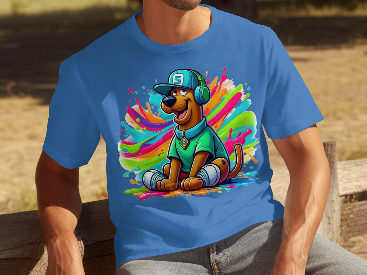 Colorful Cartoon Dog with Headphones T-Shirt
