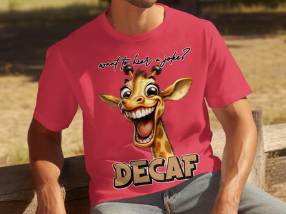 Funny Giraffe Decaf Joke Graphic T-shirt
