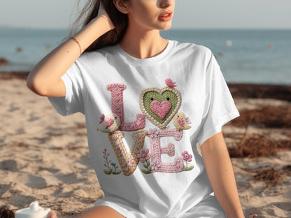 Lovely Knitted Love Design Tee Shirt for Beach Wear