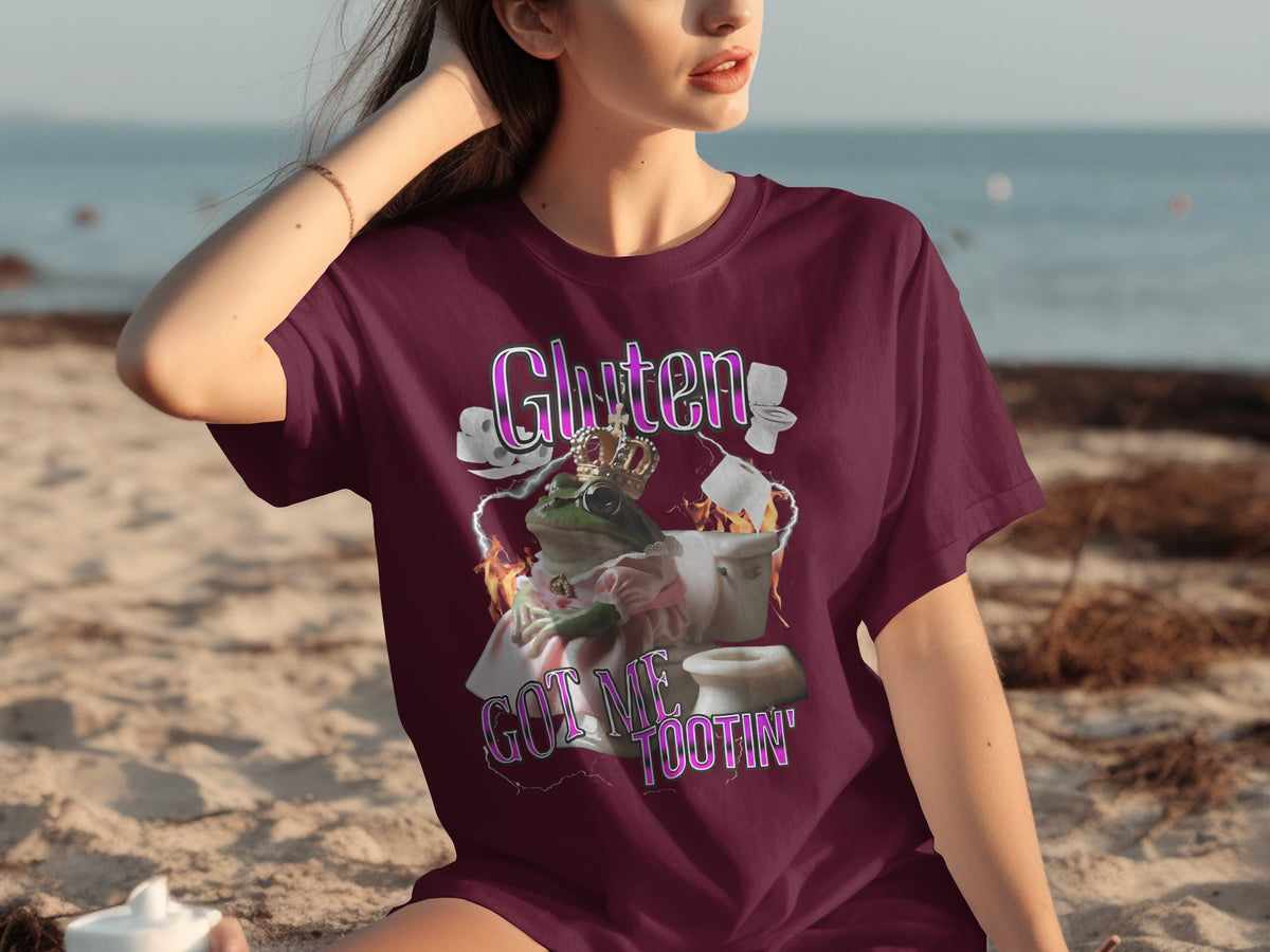 Gluten Got Me Tootin' Funny Frog T-Shirt