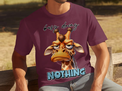 Busy Doing Nothing Grumpy Giraffe Graphic T-Shirt