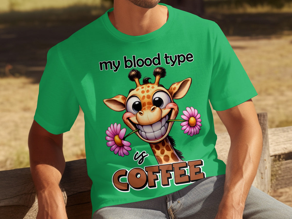 My Blood Type is Coffee Giraffe Novelty T-Shirt