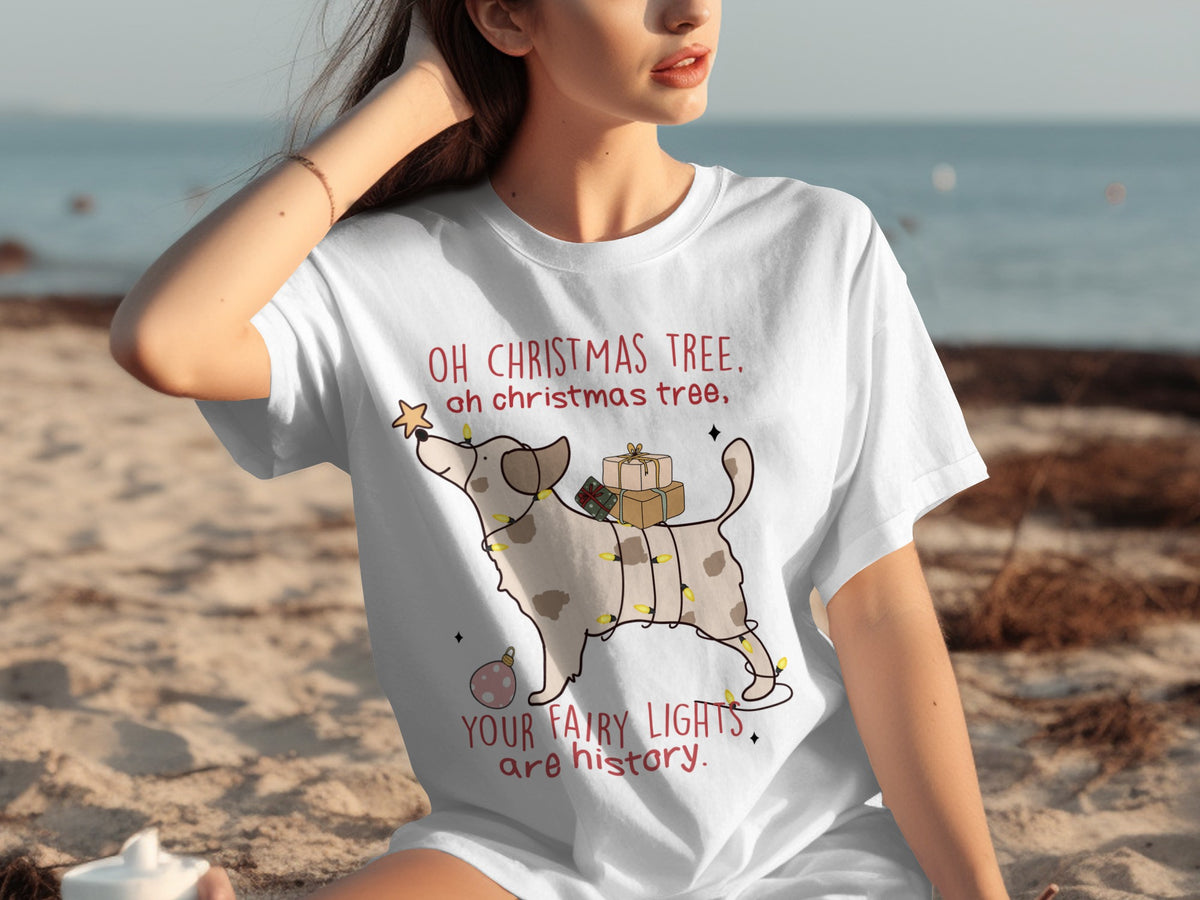 Oh Christmas Tree Dog with Gifts Funny Holiday Shirt