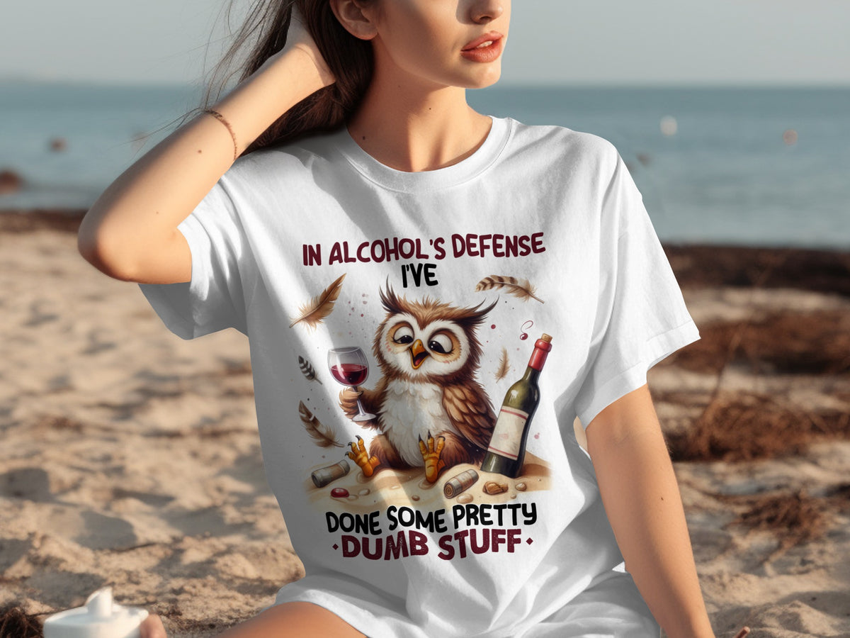 In Alcohol's Defense Funny Owl Graphic T-shirt Product