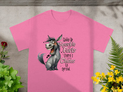 Giddy Up Sparkle Farts There's Chaos Pink T-shirt