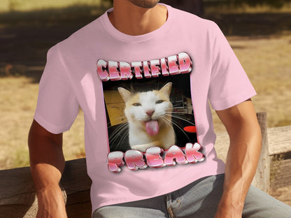 Certified Freak Cat Meme Pink T-shirt for Cat Lovers