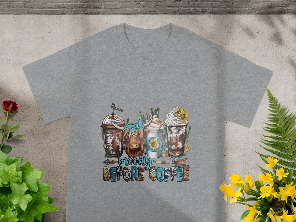 Moody Before Coffee Graphic Tee Shirt for Coffee Lovers