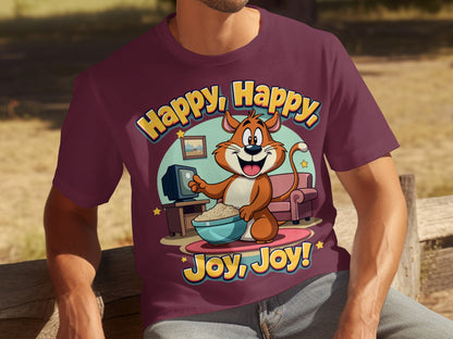 Happy Happy Joy Joy Cartoon Cat Design T-shirt