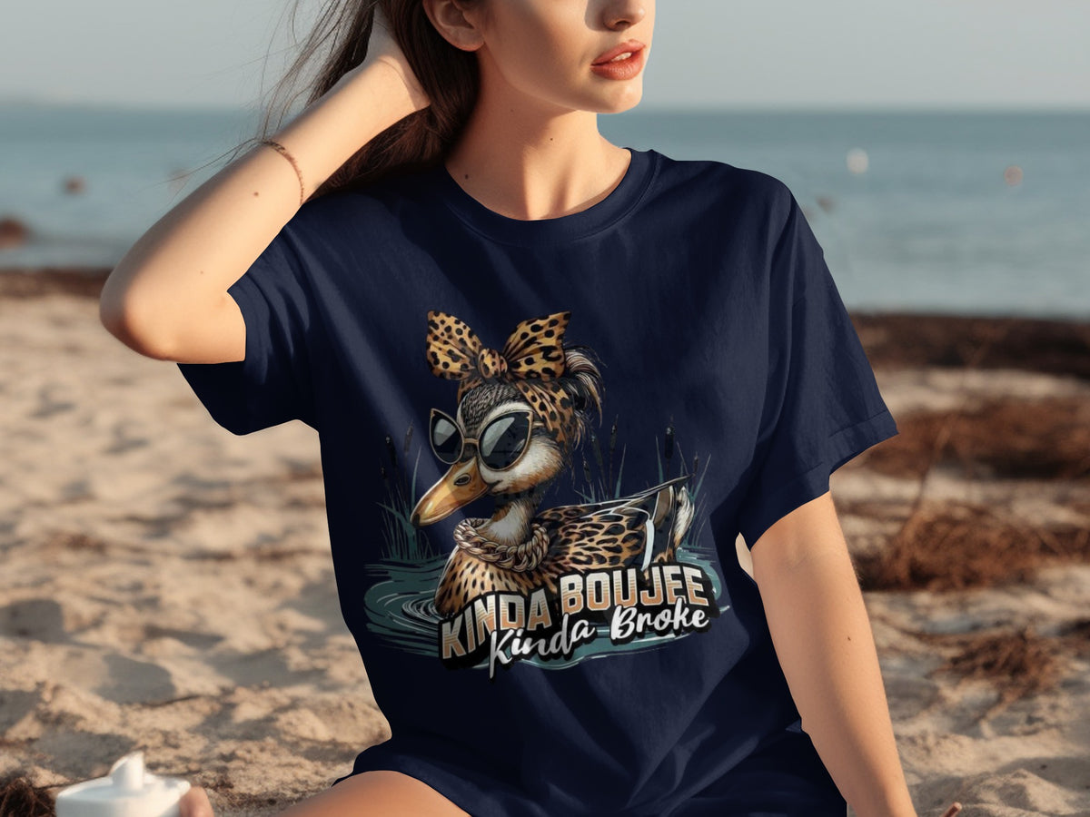 Kinda Boujee Kinda Broke Graphic Duck T-Shirt
