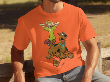 Scooby-Doo and Shaggy Orange T-Shirt Cartoon Design
