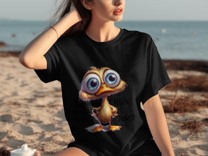 Cute Big Eyed Cartoon Bird Funny Overthinking T-shirt